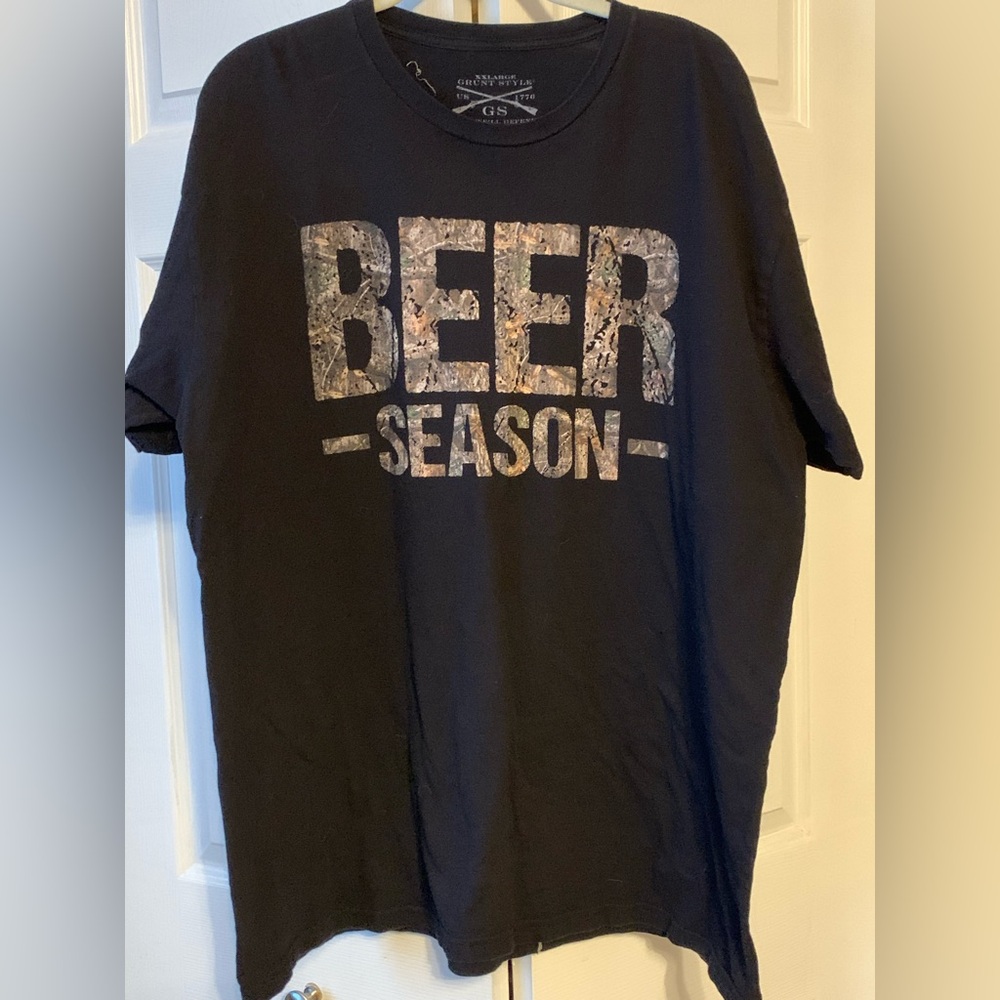 Grunt Style Realtree Edge Beer Season Men's T-Shirt, XXL, Black, Good Condition